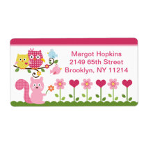 Happy Tree Owls/Birds/Flowers Address Labels labels