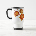 Happy Trio of Cute Cartoon Lions Commuter Mug mugs