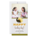 Happy turkey day orange green custom Thanksgiving photocard