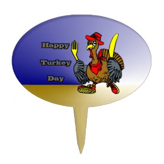 Happy Turkey Day Oval Cake Pick