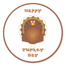 Happy Turkey day Thanksgiving Round Sticker