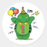 Happy Turtle 1st Birthday Round Sticker