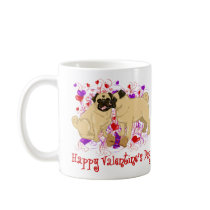 Happy Valentine Pug Kissing Tees mugs