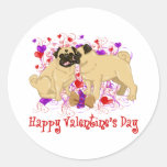 Happy Valentine Pug Kissing Tees Sticker