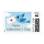 Happy valentines day bird with love letter postage
