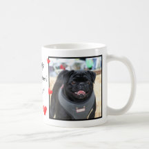 Happy Valentine's Day Black Pug Mug