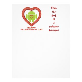 Happy Valentine's Day (Bug Droid Two Hearts) Letterhead Design