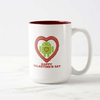 Happy Valentine's Day (Bug Droid Two Hearts) Mug