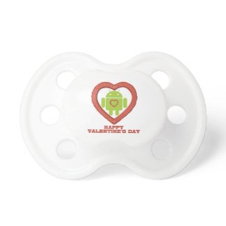 Happy Valentine's Day (Bug Droid Two Hearts) Pacifier