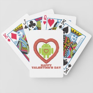 Happy Valentine's Day (Bug Droid Two Hearts) Bicycle Card Decks