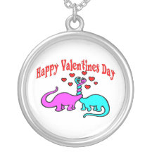 Happy Valentines Day Dinosaur Love Necklaces