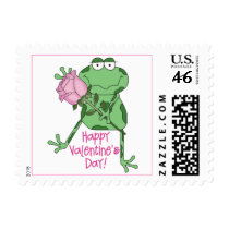 Happy Valentine's Day Frog Postage Stamp