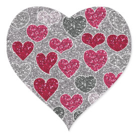 Happy Valentine's Day Glitter Love Bling Hearts Sticker