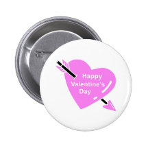Happy Valentines Day Heart Arrow Pinback Button
