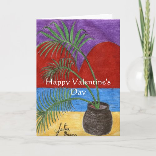 Happy Valentine's Day Heart Palm Tree Card