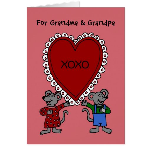 Diy valentine cards kids crafts for teachers & grandparents Happy Valentine's day mice for grandparents Greeting Card | Zazzle