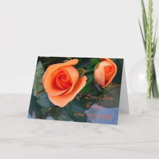 Happy Valentine's Day-Orange roses I love you ... card
