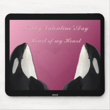 Happy Valentines Day Orca Killer Whale Heart of My Mouse Pads