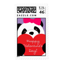 Happy Valentine's Day Panda Girl Postage Stamps stamps