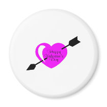 Happy Valentines Day Pink Black Heart magnets