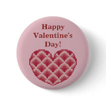 Happy Valentine's Day! Pink Heart Button
