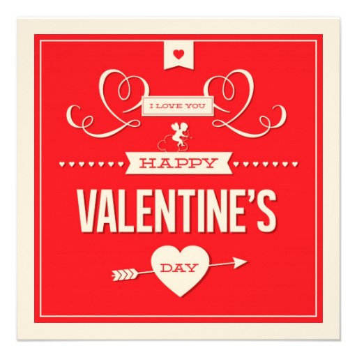 Happy Valentine's Day Red Flat Card (front side)