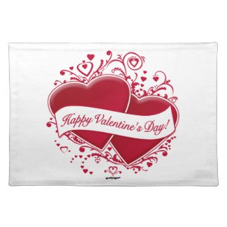 Happy Valentine's Day! Red Hearts Place Mat