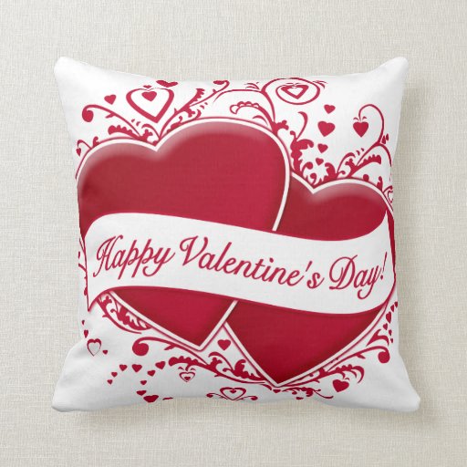 Happy Valentines Day Red Hearts Throw Pillows Zazzle 8809