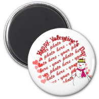 Happy Valentine's Day Snowy Sweetheart Girl 2 Inch Round Magnet