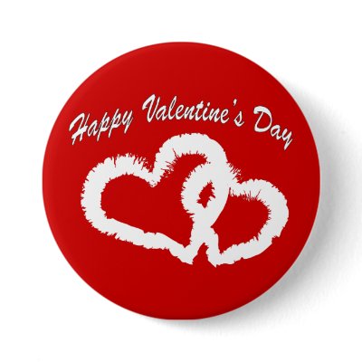 Happy Valentine's Day White Kissing Hearts Button by DoodleBugTees
