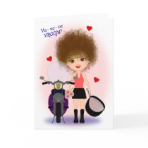 Happy Valentine's Day with a Motorcycle Mama! Greeting Cards