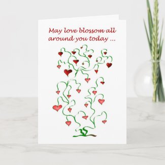 Happy Valentine's Day with love heart tree card
