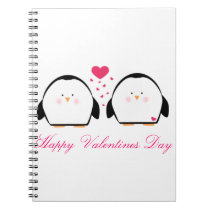 Happy Valentines Penguins notebooks