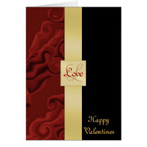 Happy Valentines Red Swirl Love Greeting Card