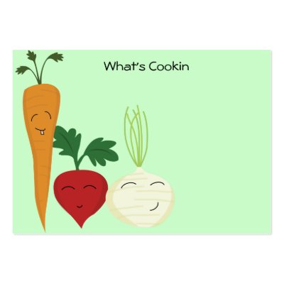 Happy Veggie Recipe Cards Business Cards by dragon555
