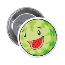 Happy Watermelon Fruit Smiling Pinback Buttons