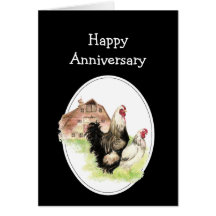 Happy Wedding  Anniversary Farm, Country Chicken Greeting Cards