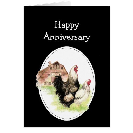 Happy Wedding Anniversary Farm, Country Chicken Card Zazzle