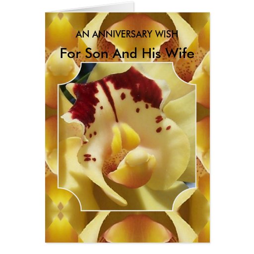 Happy Wedding Anniversary Son And Wife Orchid Greeting Card Zazzle