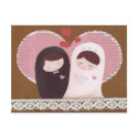 Happy Wedding(Pink/Brown) Postcard postcard