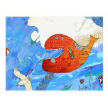 Happy whale Postcard by Krize