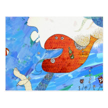 Happy whale Postcard by Krize