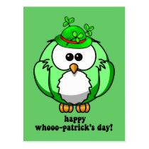 happy whooo patricks day postcards