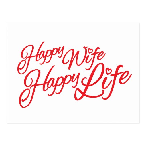 Happy wife happy life quote postcard
