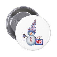 Happy Winter Snowman Button