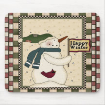 Happy Winter Snowman Christmas Mousepad