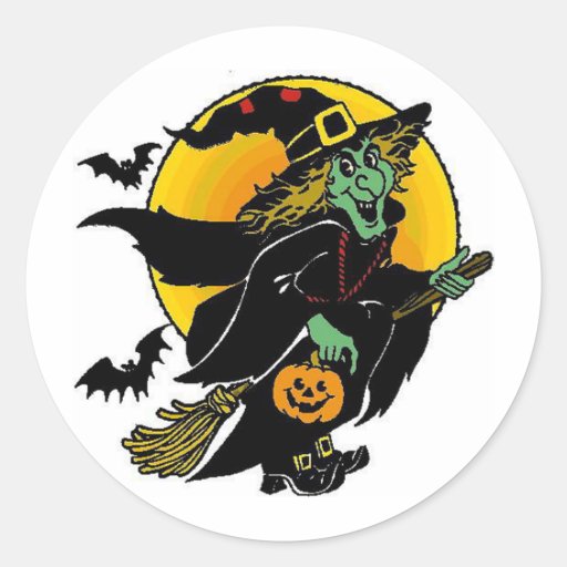 Happy Witch Classic Round Sticker | Zazzle