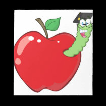 Happy Worm In Red Apple notepads