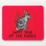 Happy Year of the Rabbit with Rabbit Illustration Mouse Pads