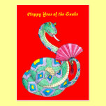 Happy Year of the Snake Red - Postcard postcards
